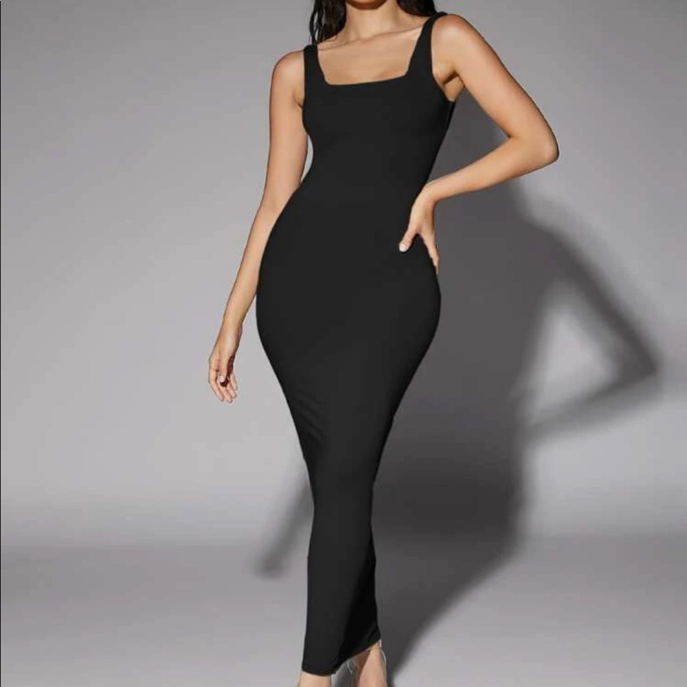 Dress maxi basic tank scoop neck black sexy women long dress - Picture 1 of 6